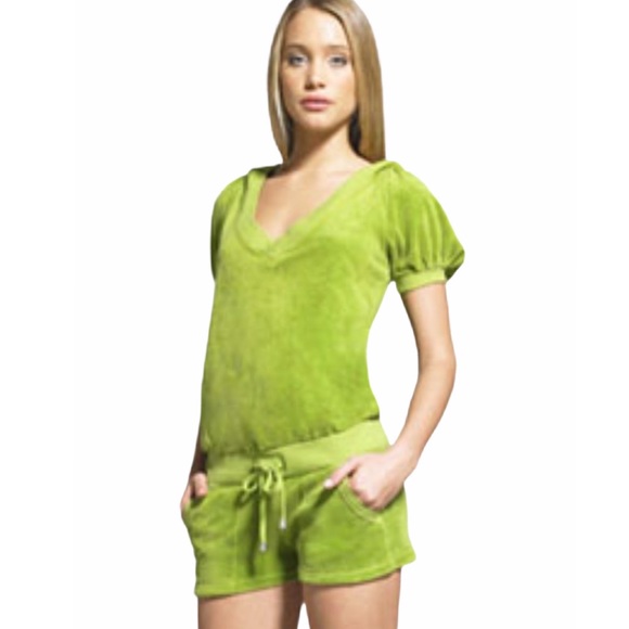 Juicy Couture Pants - HTF: new Juicy Couture ♚ Terry Puff Sleeve Hoodie Romper ♚ Abby Bright Yellow XL